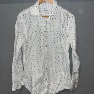 PAUL SMITH EXPLORER PRINT Men's Slim-Fit Shirt -Contrasting Collar & Cuff Lining